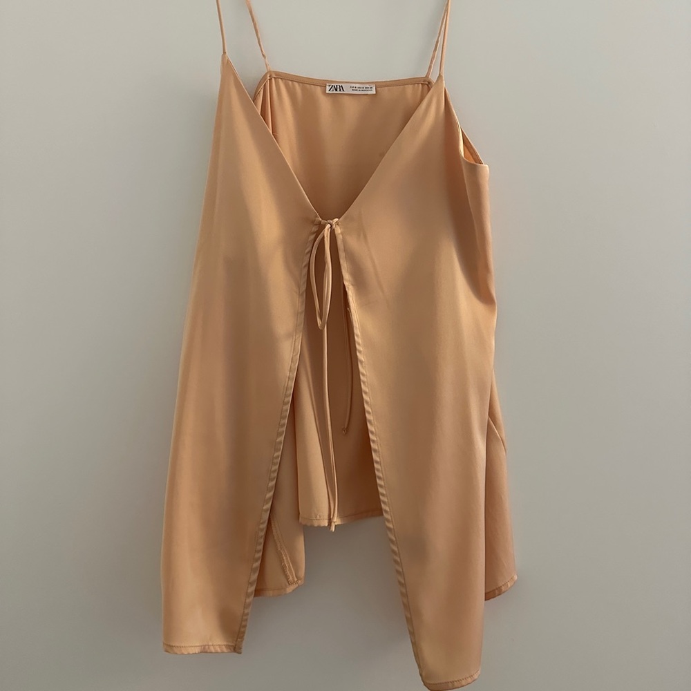 Zara Orange-Salmon Satin Slip Tank